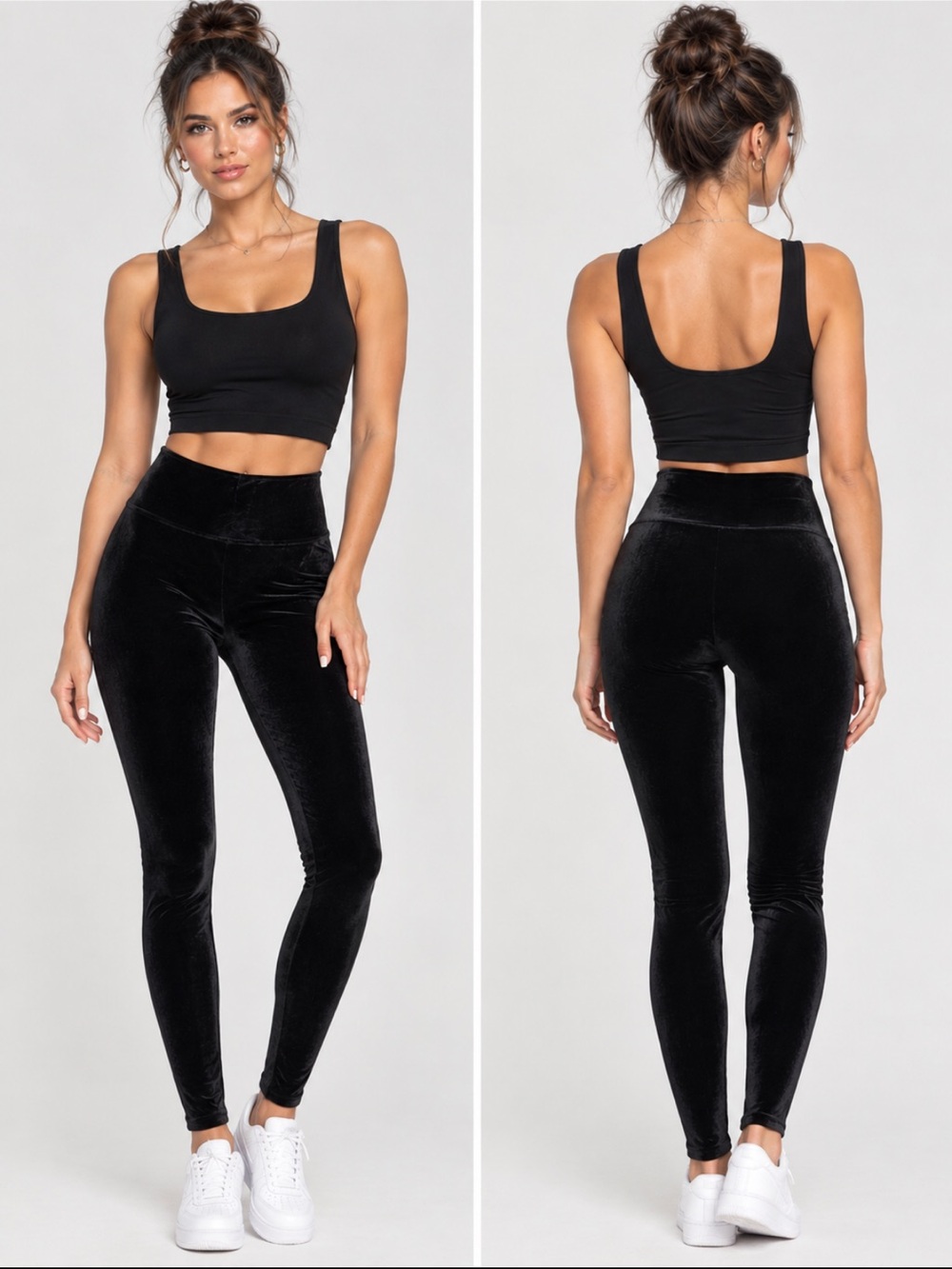 SPANX Black Velour Velvet High Rise Shaping Leggings XL Stretch Y2K